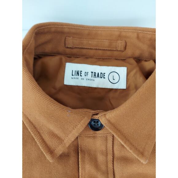 Line of Trade Men's Large Twill Insulated Lined Jacket Shacket Brown Button Up - Picture 4 of 11